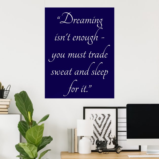 Poster Custom Quote Art Decorative Dark Blue (Escritório em casa)