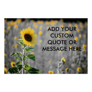 Pôster Custom Quote Field of Sunflowers