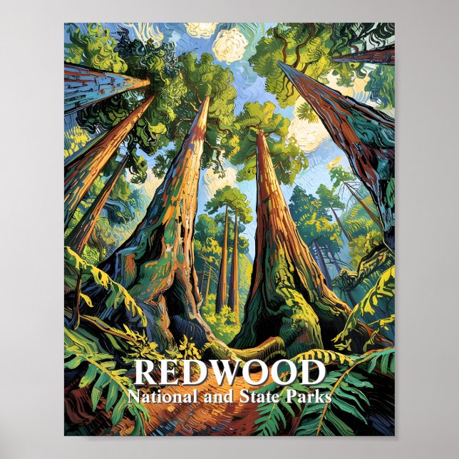 Poster Custom Redwoods National Park California Van Gogh (Frente)