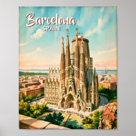 Poster Custom Sagrada Familia Barcelona Travel Watercolor