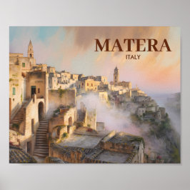 Poster Custom Sassi di Matera Italy Travel Watercolor