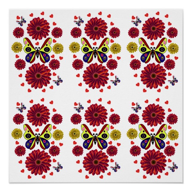 Pôster Custom Spring Butterfly Floral Gift  (Frente)