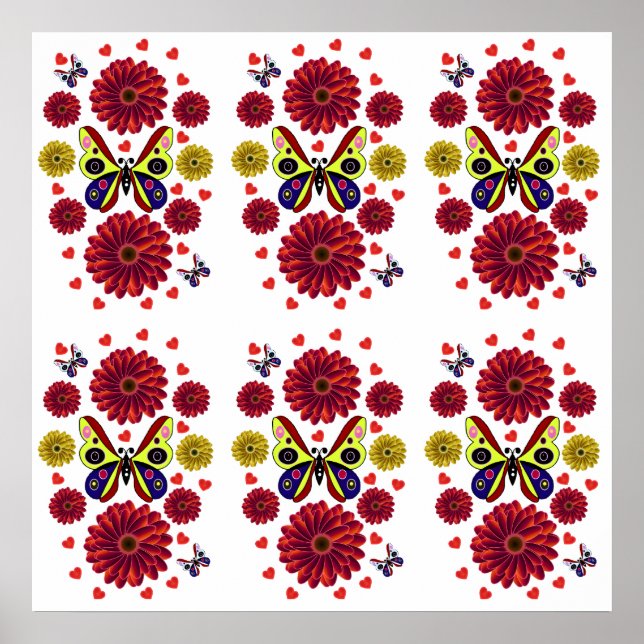 Poster Custom Spring Butterfly Floral Gift  (Frente)