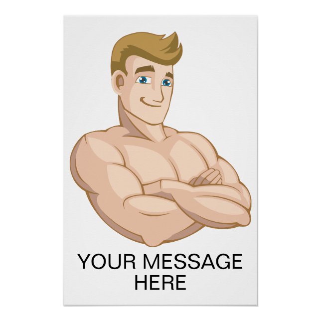 Pôster Custom Surfer Dude Beach Boy Shirtless Muscle Man (Frente)