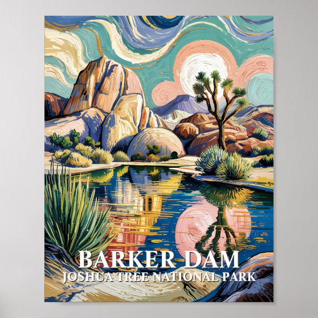 Poster Custom Text Barker Dam Joshua Tree Van Gogh Desert (Frente)
