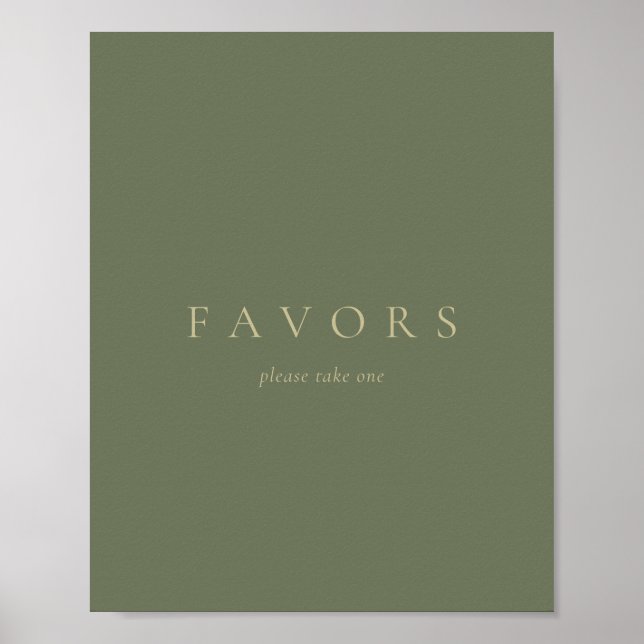 Poster Custom Text Favors Simple Gold Sage Green (Frente)
