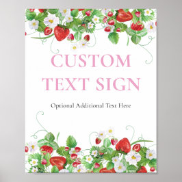 Poster Custom Text | Morango Berry Chá de fraldas doce