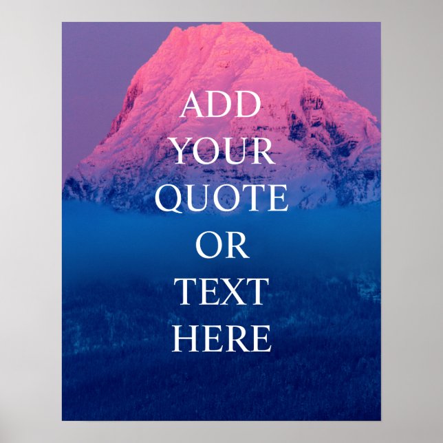 Poster Custom Text Ombre Mountain Inspirational Quote  (Frente)
