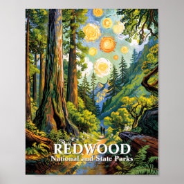 Poster Custom Van Gogh Redwood National Park Hiking Trail