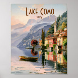 Poster Custom Vintage Lake Como Italy Watercolor Travel