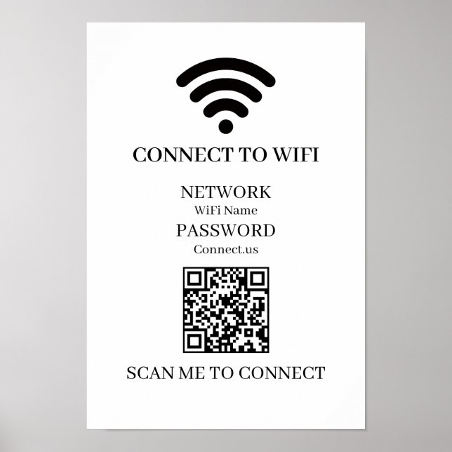 Poster Custom WiFi QR | Easy Network Scan Display (Frente)