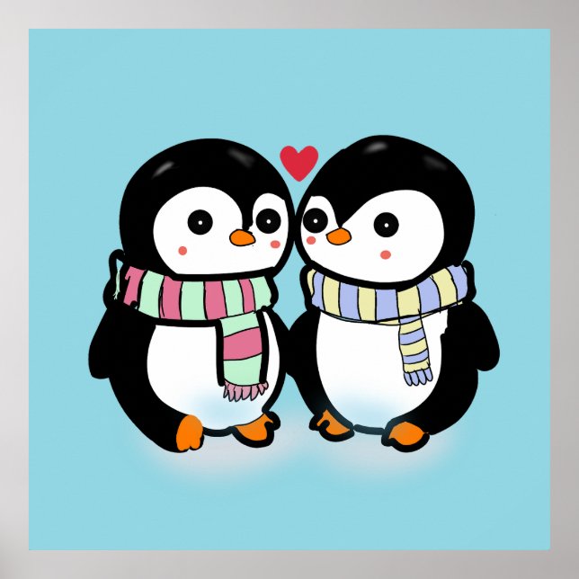Poster Custom Winter Penguin Love (Frente)