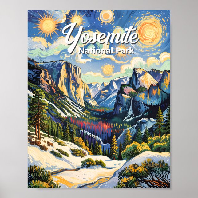 Poster Custom Yosemite Tunnel View Winter Van Gogh Style (Frente)