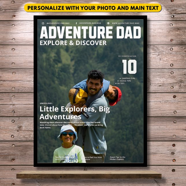 Poster Customizable Adventure Dad Magazine Add Your Photo (Criador carregado)