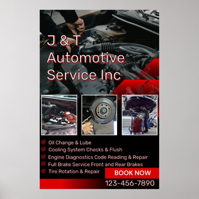 Poster Customize Auto Repair Garage Service List With Log (Frente)