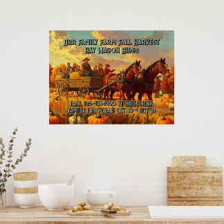 Poster Customize Farm Fall Harvest Horse Drawn Wagon Ride