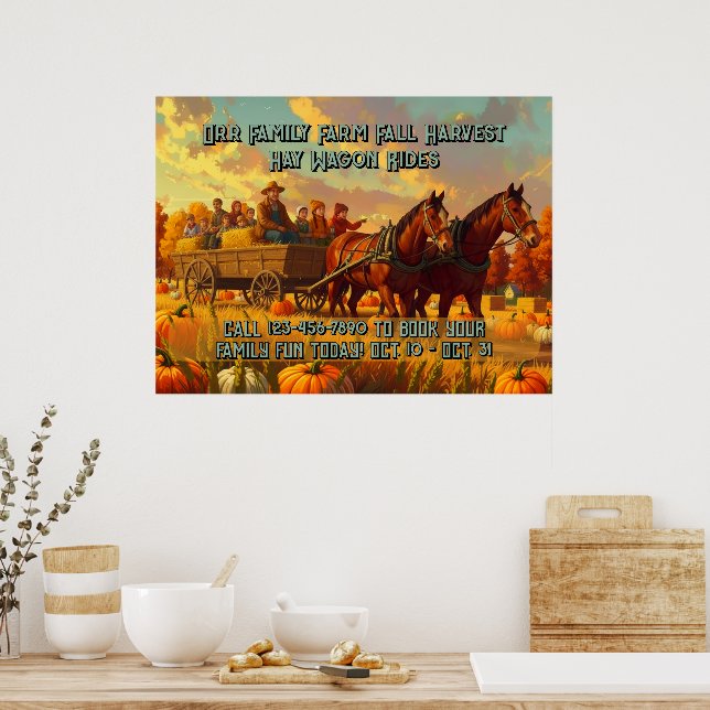 Poster Customize Farm Fall Harvest Horse Drawn Wagon Ride (Cozinha)