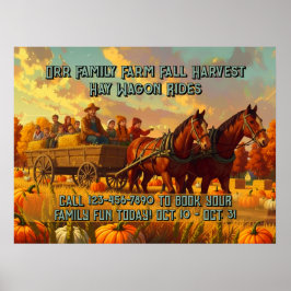 Poster Customize Farm Fall Harvest Horse Drawn Wagon Ride