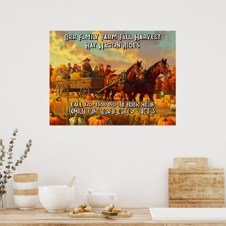 Poster Customize Farm Fall Harvest Horse Drawn Wagon Ride