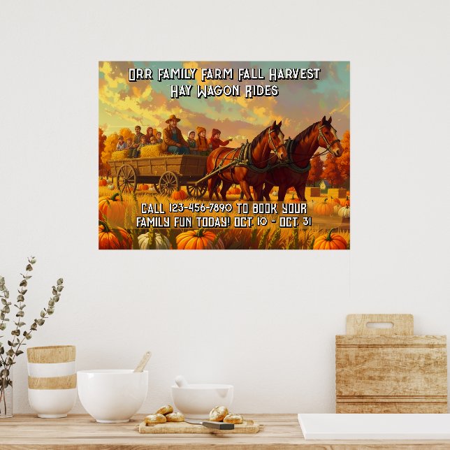 Poster Customize Farm Fall Harvest Horse Drawn Wagon Ride (Cozinha)