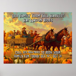 Poster Customize Farm Fall Harvest Horse Drawn Wagon Ride