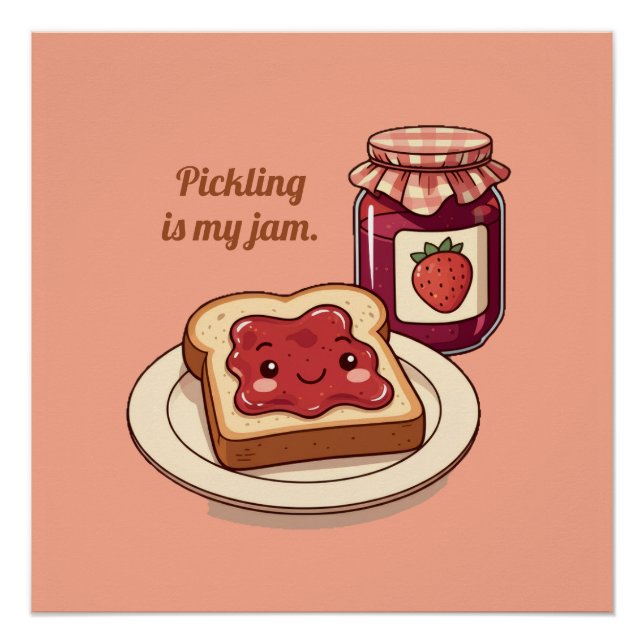 Pôster [Customize] is my jam - cute jam and toast cartoon (Frente)