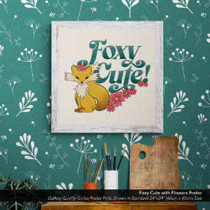 Poster Cuta Foxy com Flores