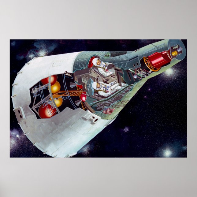 Poster Cutaway, Uma Nave Espacial Gemini De Duas Pessoas  (Frente)