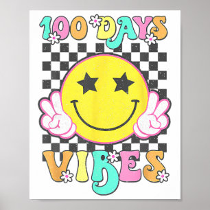 Poster Cute 100 Dias Vibes Sorriso Face 100 Dias De Escol