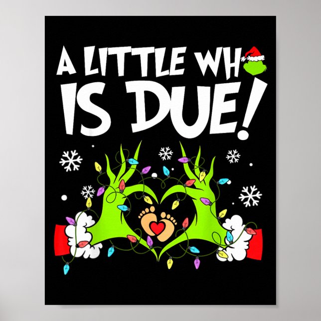 Poster Cute A Little Who Is Due Christmas Pregnancy Annou (Frente)