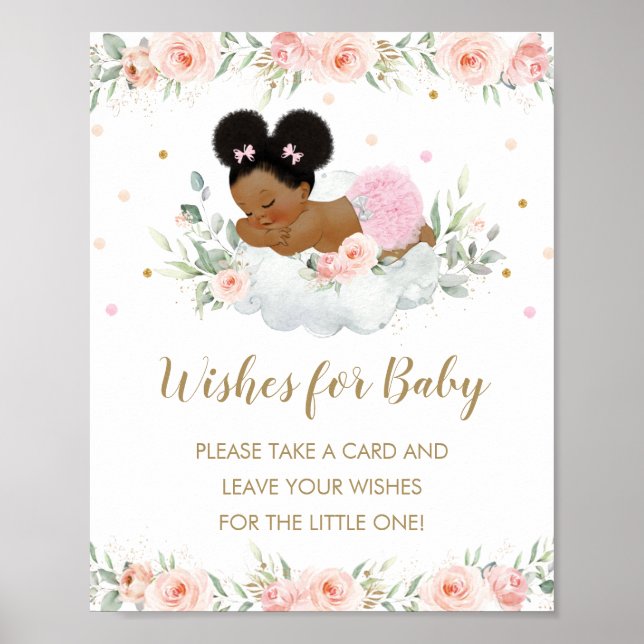 Poster Cute African Afro Baby Shower Wishes for Baby (Frente)