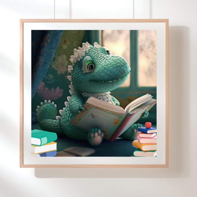 Poster Cute Alligator reading a book Nursery Art (Criador carregado)