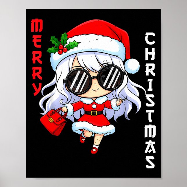 Poster Cute Anime Christmas Pajama Outfit Funny Holiday F (Frente)