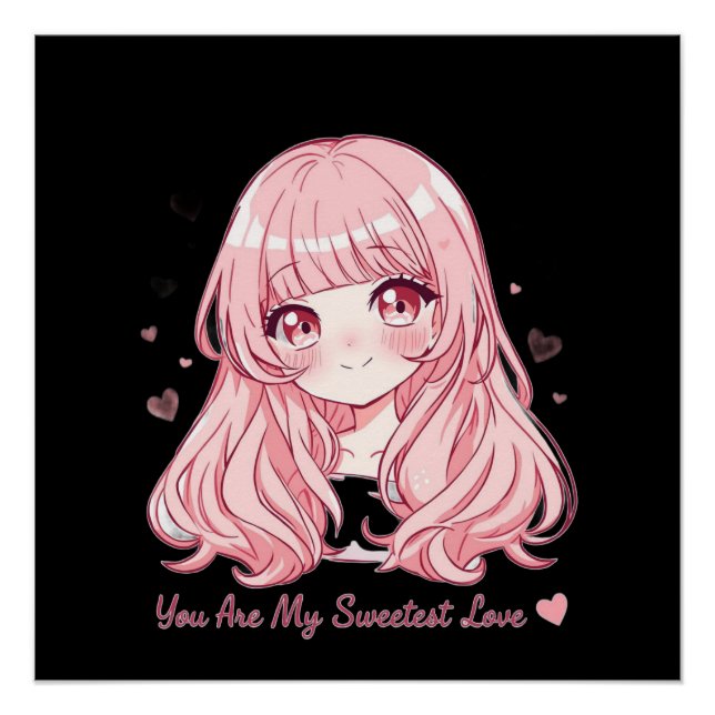 Pôster Cute Anime Valentine Sweatshirt (Frente)