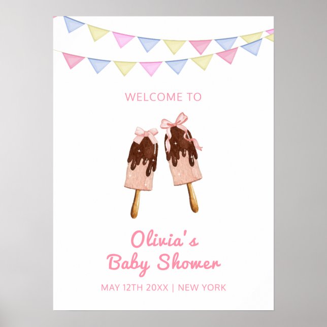 Poster Cute Arco-íris de Sorvete de Gelo Chamada de Bebê  (Frente)