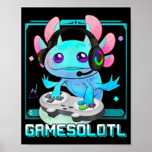 Poster Cute Axolotl Lover Gamesalotl Gaming Axolotl Kids