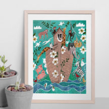 Cute azul-turquesa crianças arca de Noé crianças