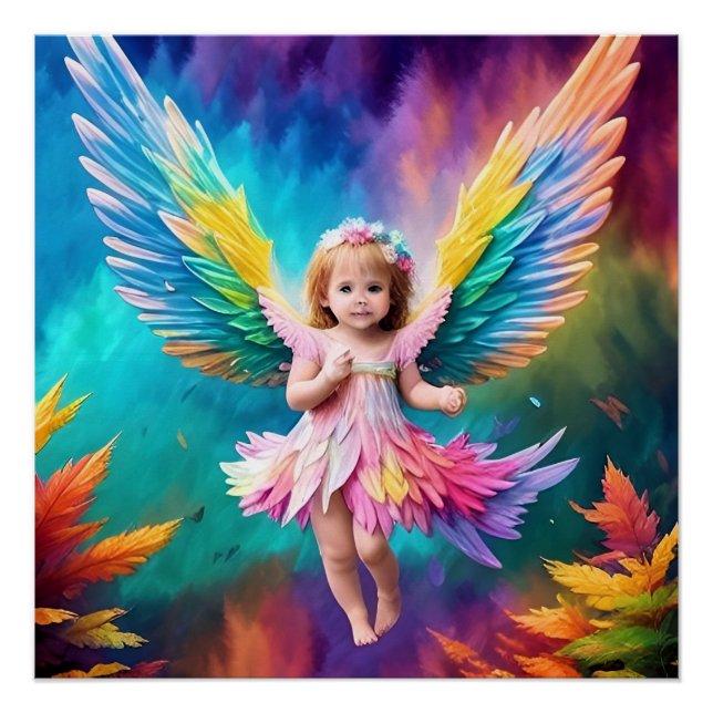 Pôster Cute Baby Angel Wings Art-38424 (Frente)