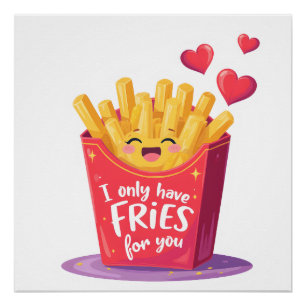 Pôster Cute Batata Frita de Dia dos Namorados Trocadilho
