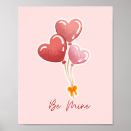 Poster Cute Be Mine Heart Balloons Valentine's Day Canvas