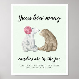 Poster Cute bears Guess how many Baby shower game