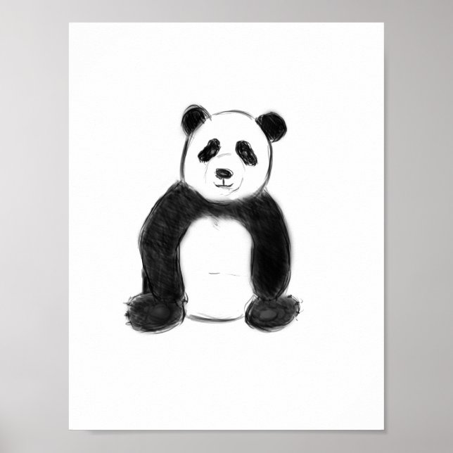 Poster Cute black and white panda sketch (Frente)