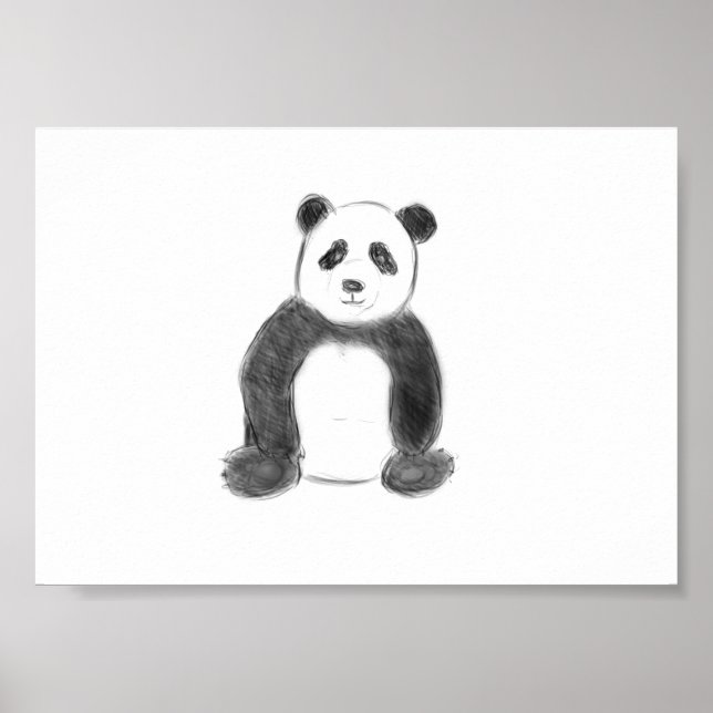 Poster Cute black and white panda sketch (Frente)