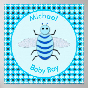 Poster Cute Blue Baby Boy Personalizado