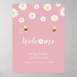 Poster Cute Boho Daisy Bloom - Sinal de boas-vindas do Ch