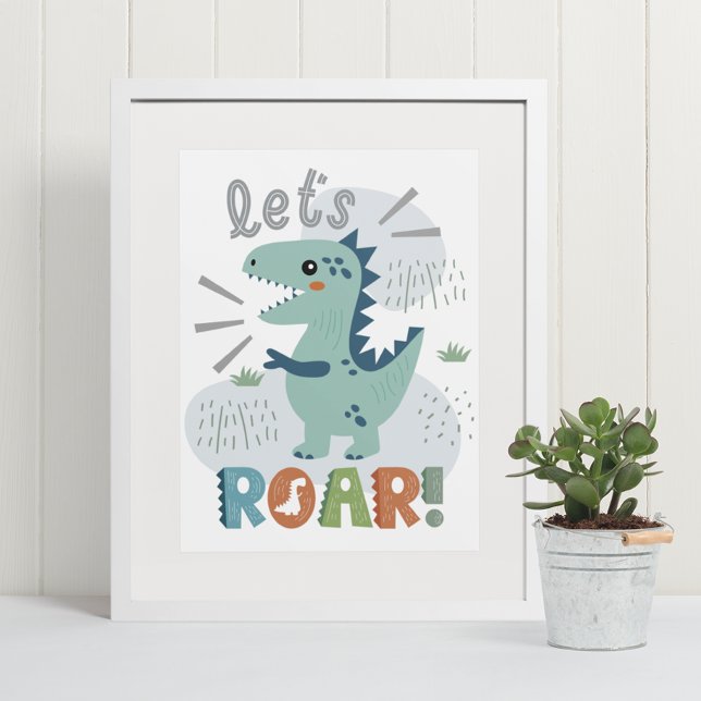 Poster Cute Boho T-Rex Dinossaur Crianças da Sala de Enfe (Criador carregado)