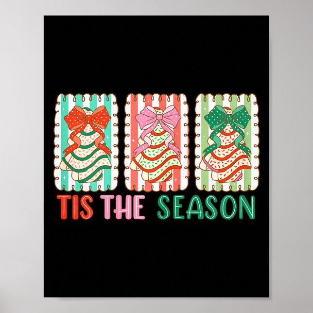 Poster Cute Bow Christmas Holiday Trees Cake Women Girl K (Frente)