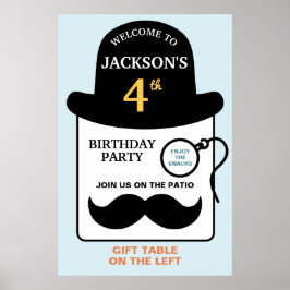 Poster Cute Bowler Hat and Monocle Any Age Birthday Party