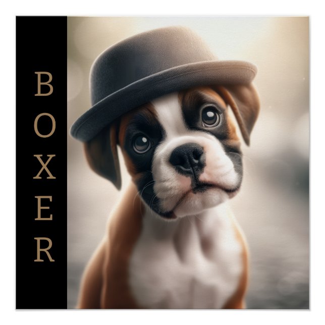 Pôster Cute Boxer Puppy – Stylish Dog Art (Frente)