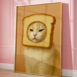 Poster Cute Bread Cat Funny Aesthetic Wall Art Print